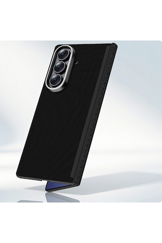 Samsung Uyumlu Galaxy Z Fold 7 Uyumlu Kılıf M-safe Şarj Özellikli Zore Paris Zerre Sert Pc Kapak Siyah