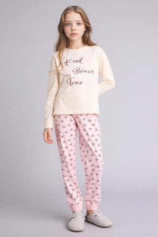 Defacto Regular Fıt 2li Pijama Takımı Kız Çocuk H0105a826sper233 Ekru-er233
