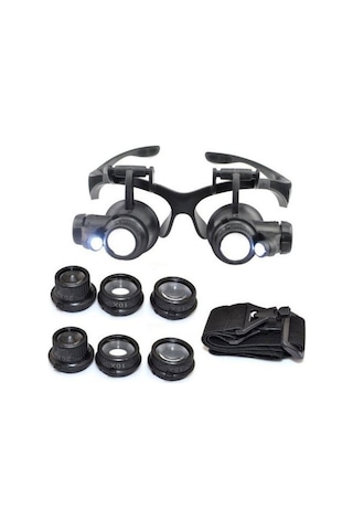 Nikula-gözlük Modeli 10x 15x 20x 25x Lens.2led Işıklı.büyüteç Siyah