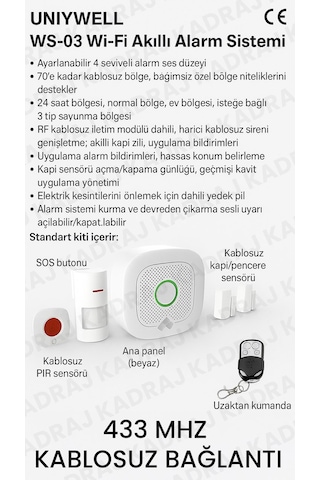 Unıywell Ws-03 Kablosuz Ev Alarm Sistemi Ce Sertifikalı Priz Tipi Ana Ünite