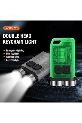 Yunboo Küçük Anahtar Zinciri Feneri, 4 Renkli Işık Kaynağı, 5 Seviye Parlaklık, Ip65 Su Geçirmez, Type-c Şarjlı, 900lm, Mini Boyut, Taşınabilir İçin Dışlı Litiyum Pil Beyaz