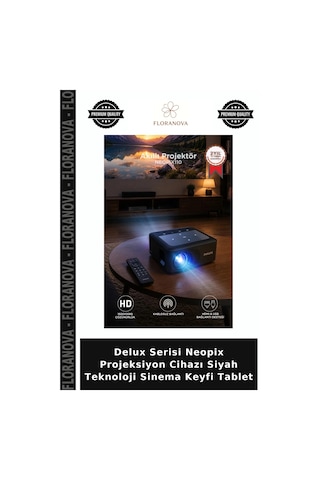 Delux Serisi Neopix Projeksiyon Cihazı Siyah Teknoloji Sinema Keyfi Tablet