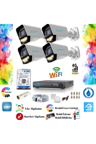 5 Mp Ultra Hd 4 Kameralı 500 Gb Hdd Dahil Güvenlik Kamera Seti Teico- 60145n500 5 Mp Ultra Hd 4 Kameralı 500 Gb Hdd Dahil Güvenlik Kamera Seti Teico- 60145n500