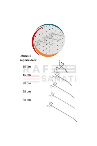 Fon Kancası Delikli Pano Kancası 15 Cm - Askı Kanca Raf Askısı Galvaniz