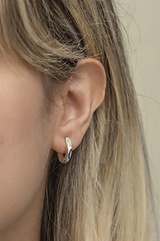 Nereze 925 Ayar Gümüş Gold 15 MM Lazer Mineli Halka Küpe