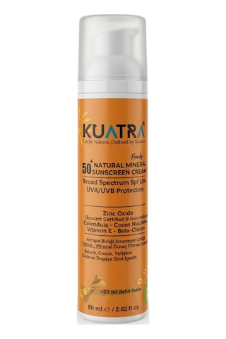 Kuatra Doğal Mineral Bebek-Çocuk-Yetişkin Koruyucu Güneş Kremi SPF50+ 80 ML