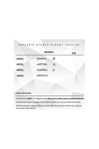 Opel Astra H, Corsa D, Zafira B, Mokka için İç Tavan Aydınlatma L