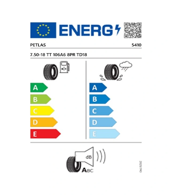 Petlas 7.50-18 TT 106A6 8PR TD18 Traktör Ön Lastiği 2025 Üretim