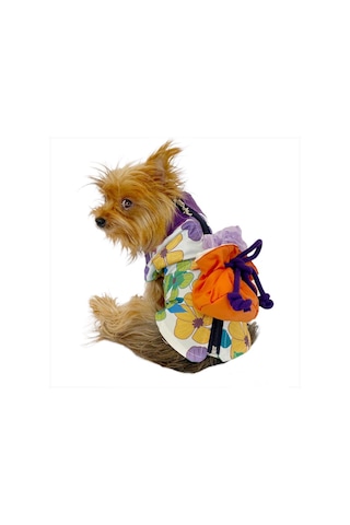 Flower Power Çantalı Su itici Yağmurluk Köpek Yağmurluğu