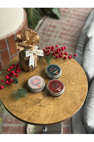 Yeni Yıl Hediyesi - Gift Box 3'lü Christmas Tree Soya Wax Mum Beyaz