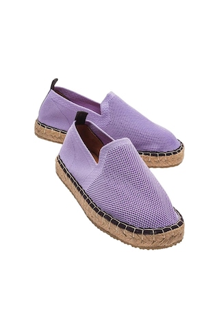 Unisex El Yapımı Triko Espadril Lila-beyaz Beyaz