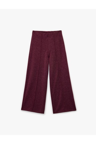 Koton Nervür Detaylı Straight Fit Uzun Geniş Paça Pantolon Bordo 6wak40093ek Bordo