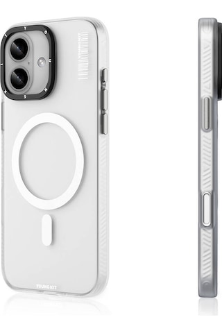 Apple Uyumlu iPhone 16 Uyumlu Kılıf Magsafe Şarj Özellikli Youngkit Hidden Sand Serisi Kapak Beyaz