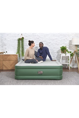 Bestway 69646 Toughlite Tpu Çift Kişilik Dahili Pompalı Şişme Yatak 2.03m X 1.52m X 46 Cm Yeşil