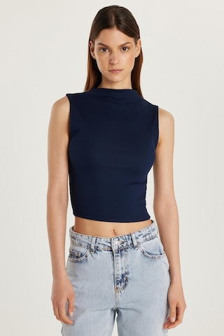Tudors Kadın Slim Fit Dar Kesim Sıfır Kol Fitilli Modal Kumaş Lacivert Bluz-33971 Lacivert
