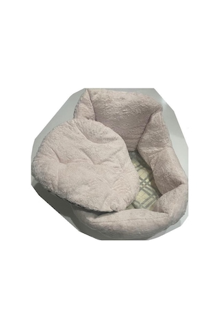 Süslüpati Kullanışlı Yıkanabilir Kumaş Silikon Elyaf Dolgulu Kedi Köpek Yatağı Lila 56cm