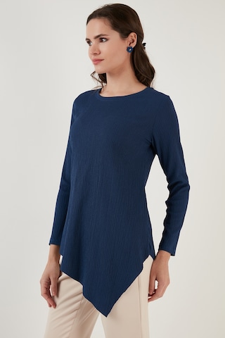 Lela Bisiklet Yaka Esnek Dokulu Asimetrik Bayan Bluz 5864971 Indigo