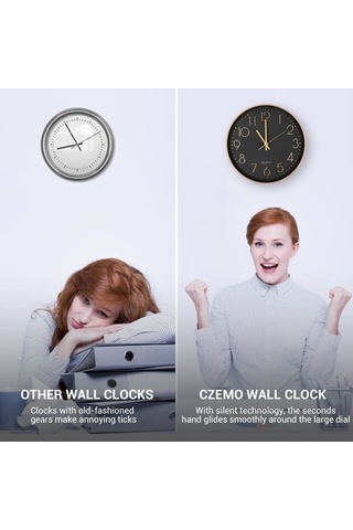 Modern Büyük Yuvarlak Duvar Saati 30 Cm Sessiz Kuvars B Diğer