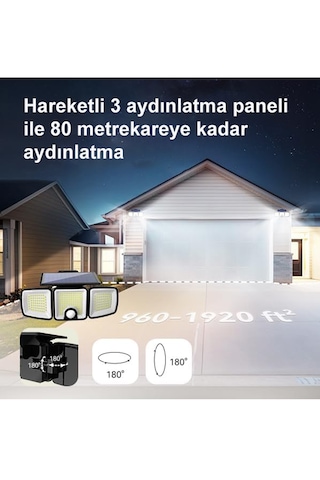 Greentech Güneş Enerjili 223 Cob Ledli, Hareket Sensörlü, 3 Taraflı Aydınlatma / GT-SL25