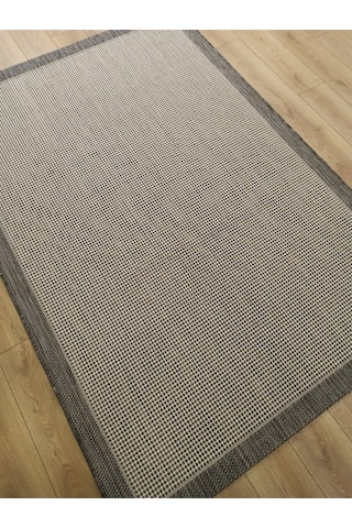 Çam Halı Sisal 9313 Gri / Beyaz Bordürlü Jüt Sisal Kilim