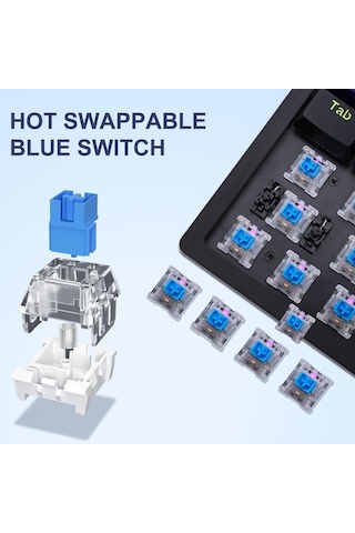 E-Yooso Z-94 Blue Switch Mekanik Klavye Rainbow Işıklı Oyuncu Klavyesi