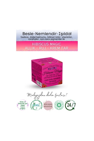 Hibiscus Magic Doğal İçerikli Çok Amaçlı Allık, Ruj, Göz Farı Makyaj Beraberinde Çok Değerli Besleyici Cilt Bakımı Kiremit