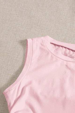 Merry See Yanları Büzgülü Kolsuz Bluz Crop Top Atlet Pembe