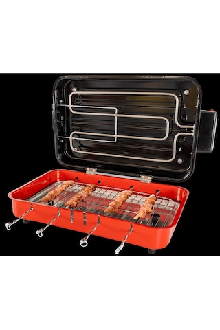 Uğur Uz-0017 Elektrikli Izgara 1400w Krom Rezistanslı Elektirikli Izgara Barbekü Dumansız-kokusuz-extra Lezzet-1400 Watt Kırmızı