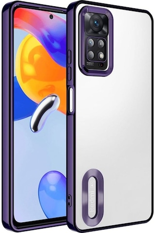 Xiaomi Redmi Note 12 Pro 4g Kılıf Kamera Korumalı Logo Gösteren Zore Omega Kapak Derin Mor