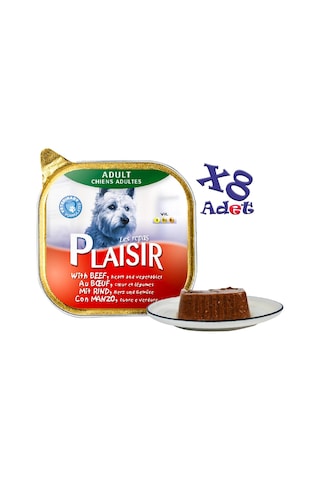 Plaisir Sığır Etli Pate Konserve Yetişkin Köpek Maması 8 x 150 G