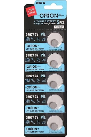 Orion CR927 3V Lityum Pil / CR 927 3V Düğme Pil 5'li Kart Paket