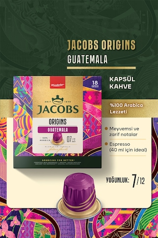 Jacobs Origins Guatemala Nespresso Uyumlu Alüminyum Kapsül Kahve 36 Kapsül Diğer
