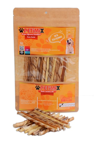Petimix Burgu Kuzu Derisi Çiğneme Kemikleri Köpek Ödülü 100 G
