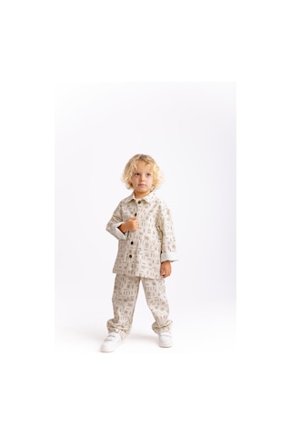 Oliven The Kid Çizgili Gabardin Erkek Çocuk Pantolon Ekru