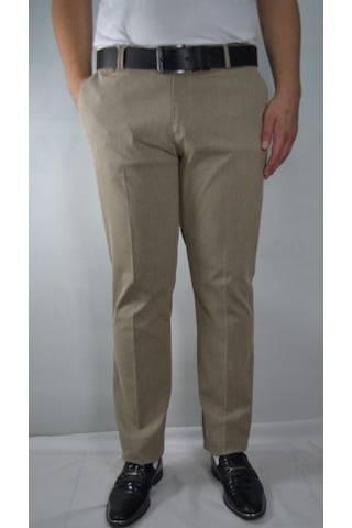 Battal Erkek Cizgili Reguler Pamuk Pantolon Bej