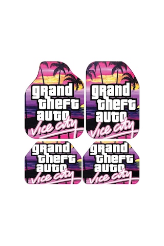 Dekoratif Mor Gta Desenli Oto Paspas Takımı