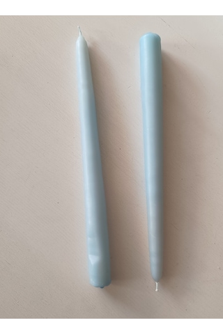 İkili Şamdan Mum 2x25cm Mavi