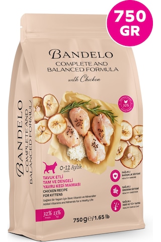 Bandelo Tavuklu Yavru Kuru Kedi Maması 750 Gr - Gelişim Desteği & Yüksek Protein - Koku Önleyici Etkili