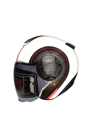 Motoanl Motosiklet Cırcle Yarım Double Güneş Vizörlü Abs Material Kapalı Kask Kırmızı