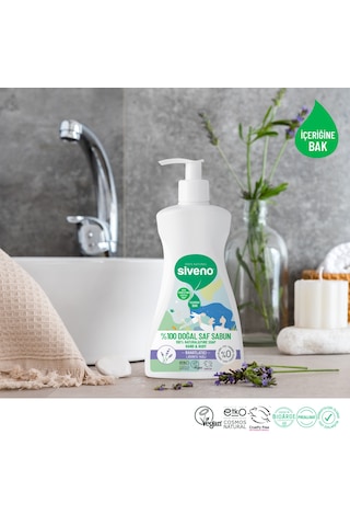 Siveno %100 Doğal Sıvı Kastil Sabun Lavanta Yağlı Cildi Rahatlatıcı Nemlendirici Bitkisel Vegan 300 ML