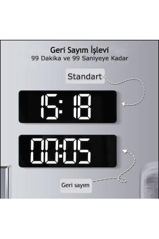 Dailylink Kumandalı Duvara Monte Dijital Duvar Masa Saati Geri Sa