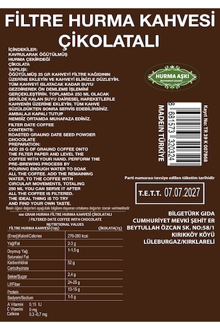 Hurma Aşkı Filtre Hurma Kahvesi Çikolatalı 200 G
