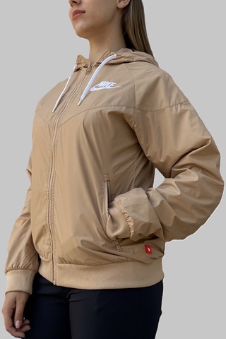 Nike Sportswear Windrunner Jacket Kadın Kapüşonlu Spor Ceket Bej Bej