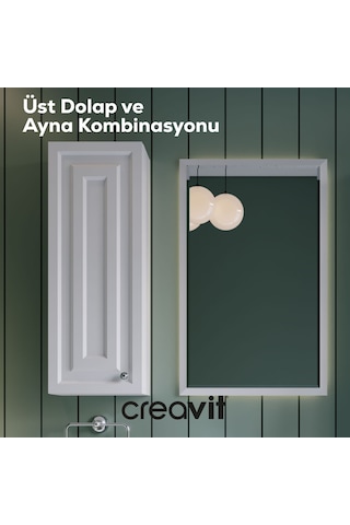 Creavit Kayra Ayna Yan Dolabı 30cm Mat Beyaz Mat Beyaz