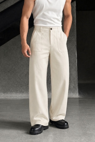 Tarz Cool Erkek Baggy Fit Old Money Cep Detaylı Pantolon Bej