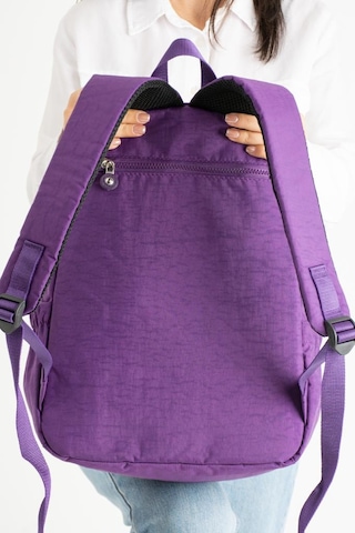 Unisex Okul Çantası Klinkır Kumaş Sırt Çantası Çok Cepli Hafif Yağmur Geçirmez 42 30 Cm Mor