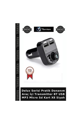 Delux Serisi Pratik Donanım Araç İçi Transmitter Bt Usb Mp3 Micro Sd Kart X8 Siyah