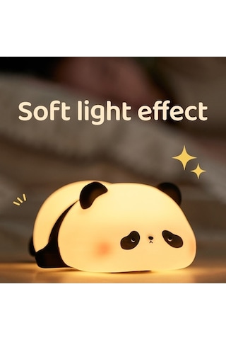 Flybuy Uyku Silikon Sevimli Panda Lambası Lambası Lamba Kontrol Karartma İçin Gece Dokunmatik Çocuklar Başucu Vd Çok Renkli