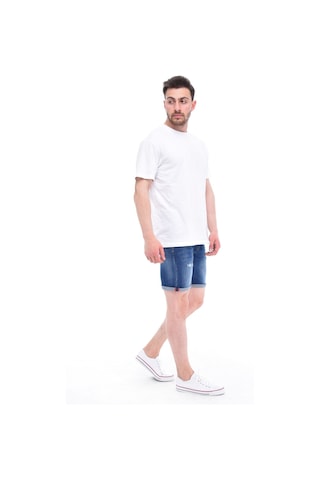Cedy Denim Erkek Kot Şort Slim Fit Jean Şort - C342 Mavi