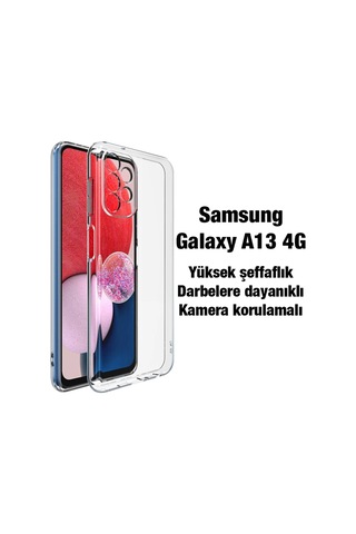 Ally Sm Samsung Uyumlu Galaxy A13 4g Kılıf Kamera Korumalı Ultra İnce Şeffaf Silikon- 5775 - Hs08379378-3056 Şeffaf 2 Şeffaf 2